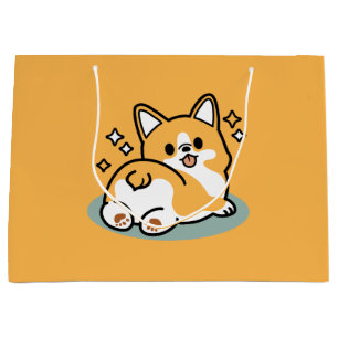 Butt First, Let's Nap – Cute Corgi Butt Cartoon Large Gift Bag