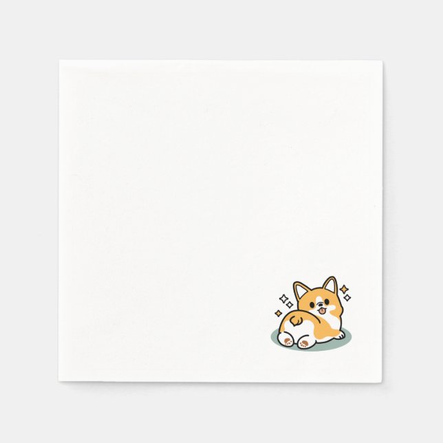 Butt First, Let's Nap – Cute Corgi Butt Cartoon Napkins (Front)