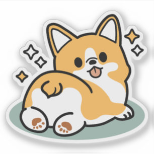 Butt First, Let's Nap – Cute Corgi Butt Cartoon Sticker