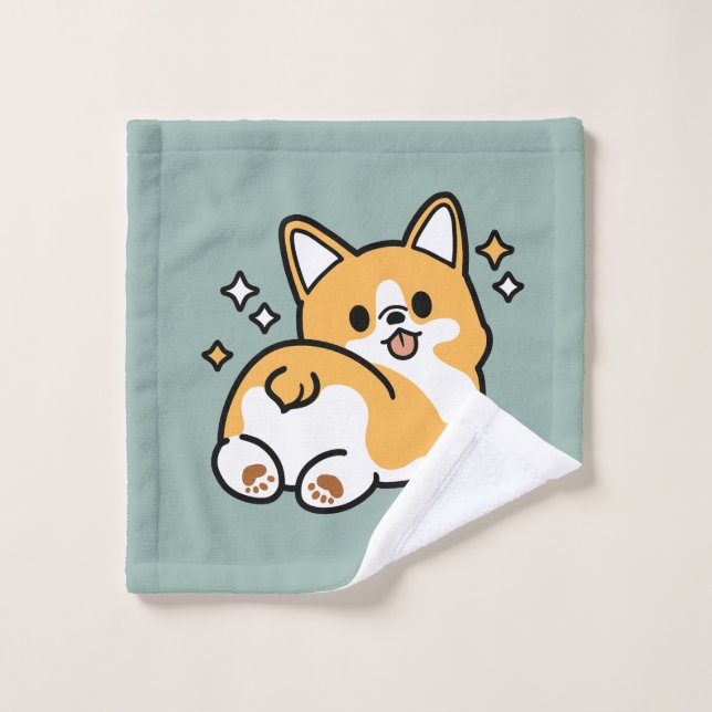 Butt First, Let's Nap – Cute Corgi Butt Cartoon Wash Cloth (Wash Cloth)
