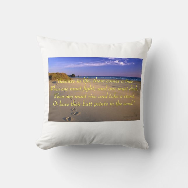 Butt Prints in the Sand Throw Pillow (Front)