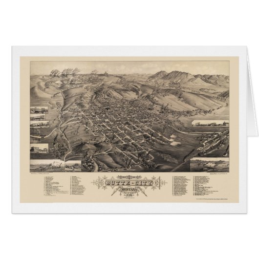 Butte City, MT Panoramic Map - 1884 Cards (Front Horizontal)