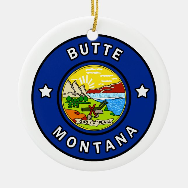 Butte Montana Ceramic Ornament (Front)