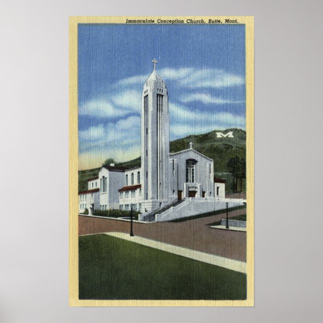 Butte, Montana - Immaculate Conception Church Poster (Front)