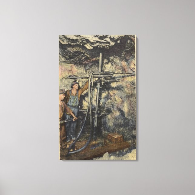 Butte, Montana - Underground Drilling in Copper Canvas Print (Front)