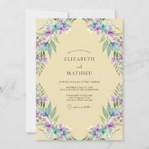 Butter Amethyst Wisteria Wedding Invitation