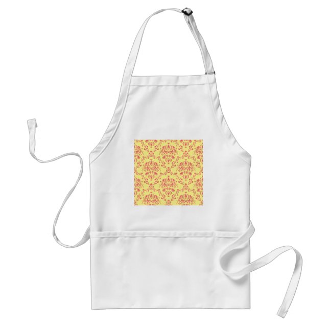 Butter and Cranberry Damask Adult Apron (Front)
