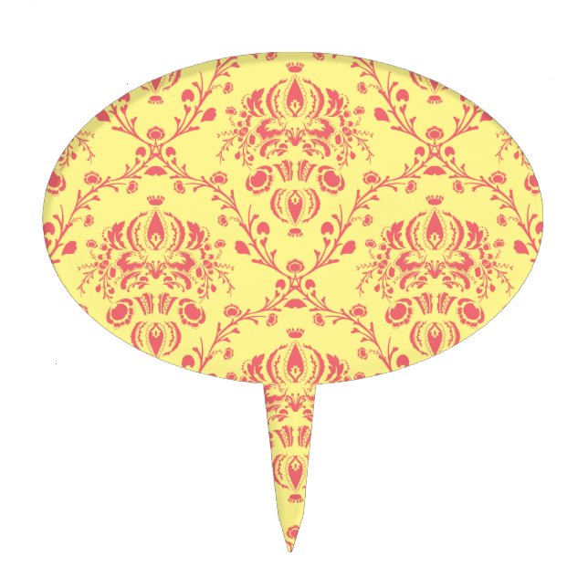 Butter and Cranberry Damask Cake Topper (Front)