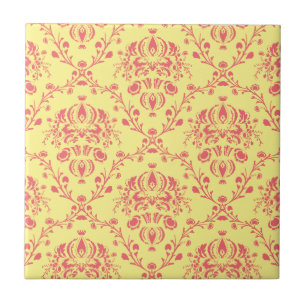 Butter and Cranberry Damask Tile
