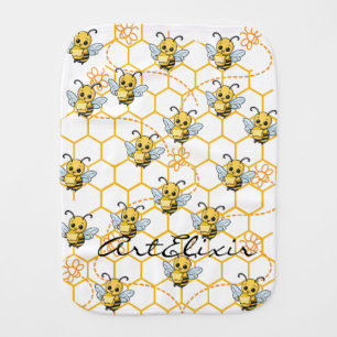 Butter Bee Buzzing Print  Baby Burp Cloth