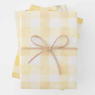 Butter Believe It Yellow Gingham Boy Baby Shower Wrapping Paper Sheets