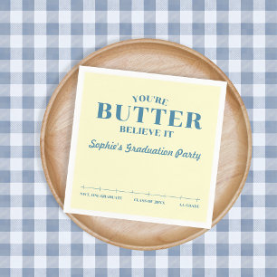 Butter Believe It Yellow Grade AA 2026 Graduation Napkins