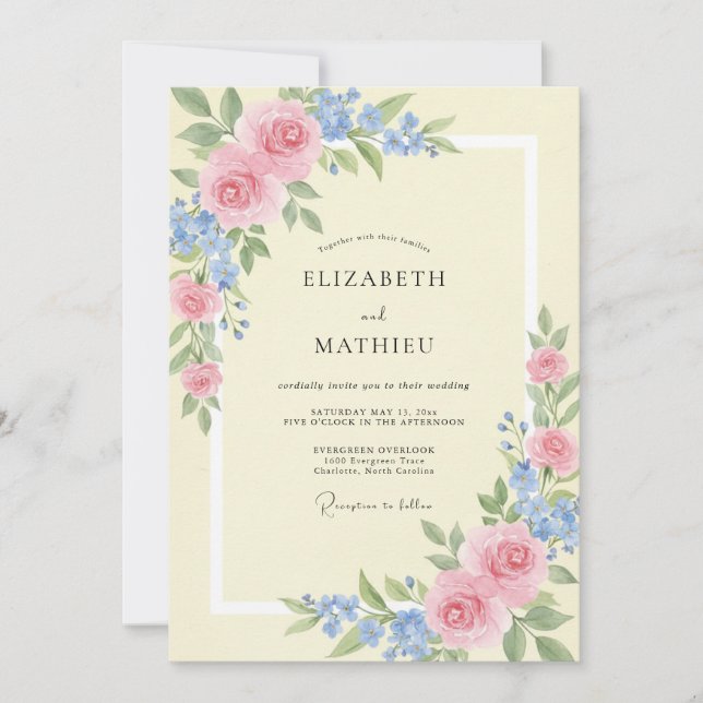 Butter Blush Petal Wedding Invitation (Front)