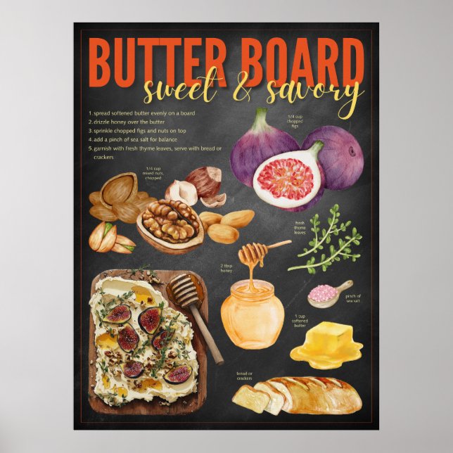 Butter Board Recipe Chalkboard Print (Front)
