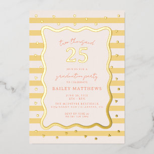 Butter Cabana Fun Yellow Graduation Party Foil Invitation