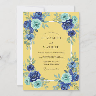 Butter Cobalt Painted Wedding Invitation