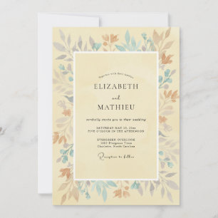 Butter Copper Leafy Wedding Invitation