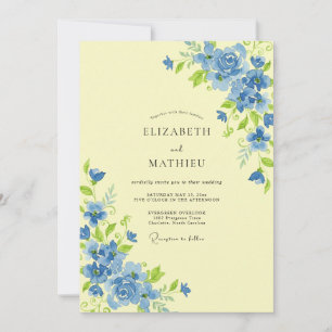 Butter Cornflower Wildflower Wedding Invitation