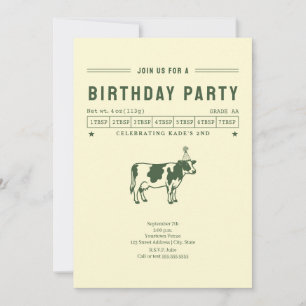 Butter Cow Green Birthday Party Invitation