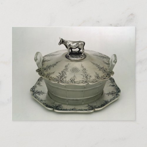 Butter dish with a frosted glass base postcard