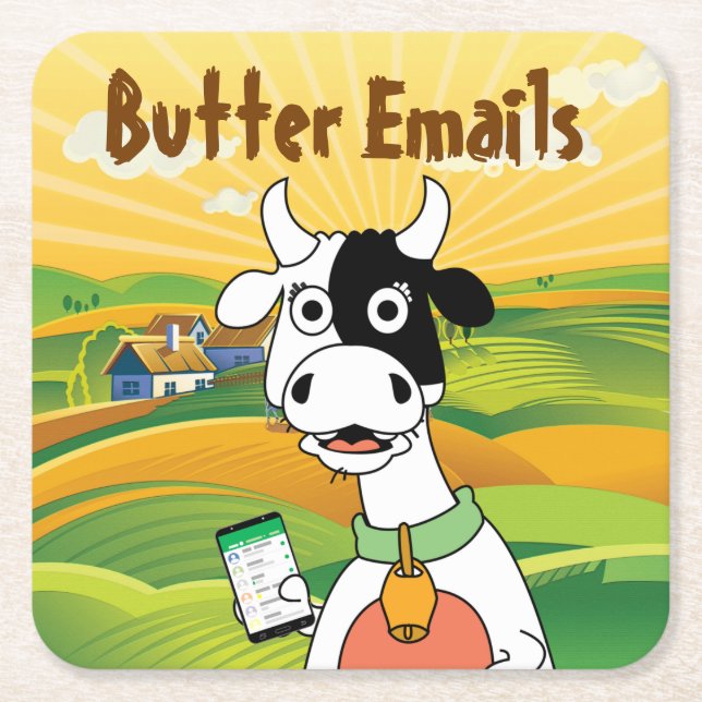 Butter Emails Political Humor Square Paper Coaster (Front)