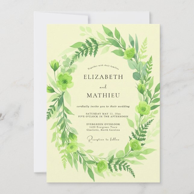 Butter Fern Foliage Wedding Invitation (Front)