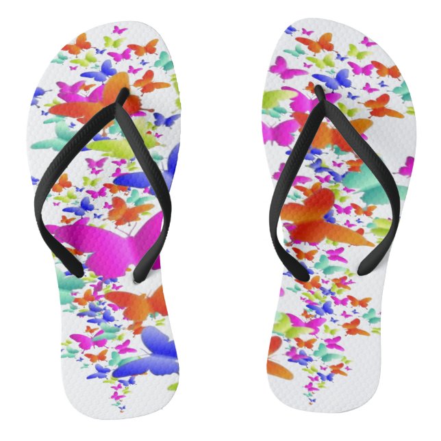 Butter Fly Art design  Flip Flops (Footbed)