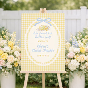Butter Half Yellow Gingham Bridal Shower Welcome Foam Board