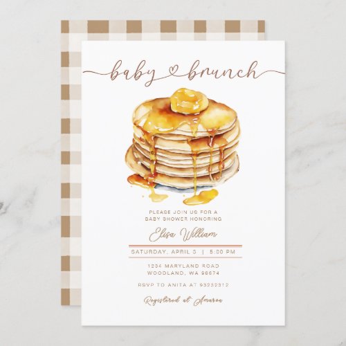 Butter Honey Pancake Baby Brunch Baby Shower  Invitation