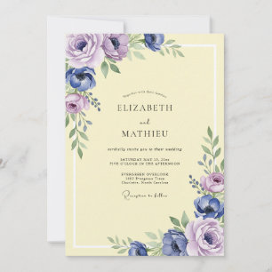 Butter Lavender Anemone Wedding Invitation