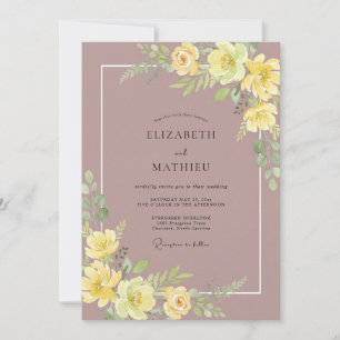 Butter Mauve Rose Wedding Invitation