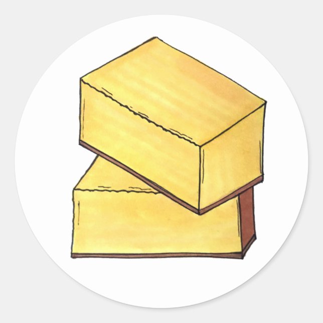 Butter Mochi Hawaii HI Hawaiian Food Dessert Classic Round Sticker (Front)