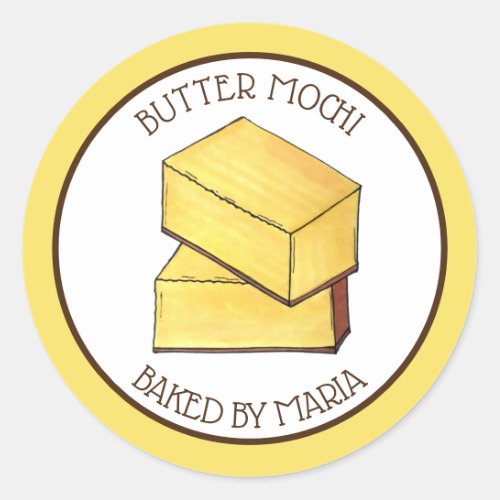 Butter Mochi Hawaiian Dessert Baked By Homemade Classic Round Sticker