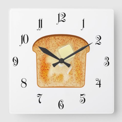 Butter on toast square wall clock