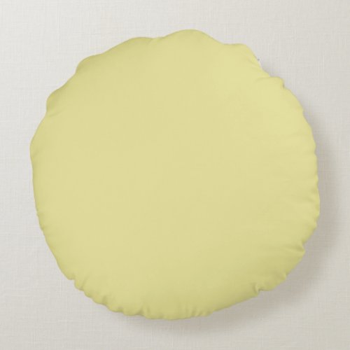 Butter Pastel Yellow Solid Color 2022 Trending Hue Round Pillow