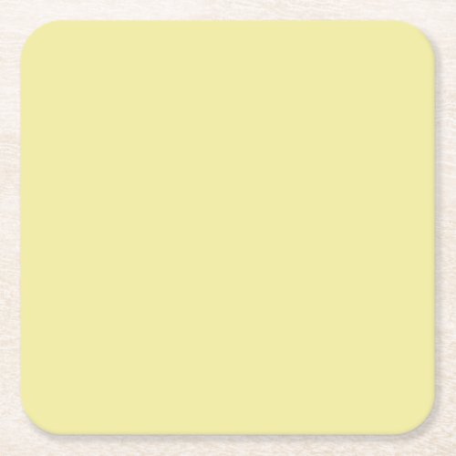 Butter Pastel Yellow Solid Color 2022 Trending Hue Square Paper Coaster