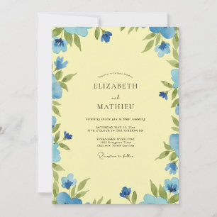 Butter Periwinkle Foliage Eucalyptus Wedding Invitation