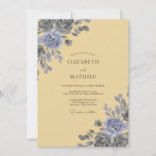 Butter Periwinkle Petal Wedding Invitation