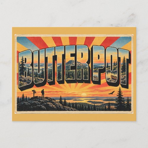 Butter Pot NL Hill Summit Boreal Forest Art Postcard