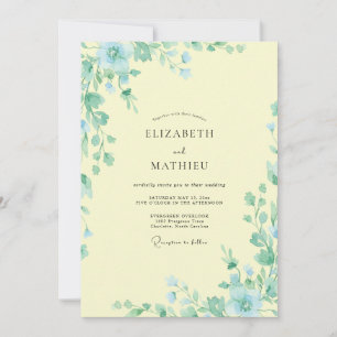 Butter Seafoam Foliage Dusty Eucalyptus Wedding Invitation