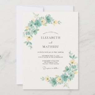 Butter Seafoam Foliage Eucalyptus Wedding Invitation