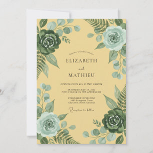 Butter Slate Leaf Wedding Invitation