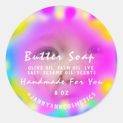 Butter Soap Cosmetic Baby Holograph  Color Therapy Classic Round Sticker