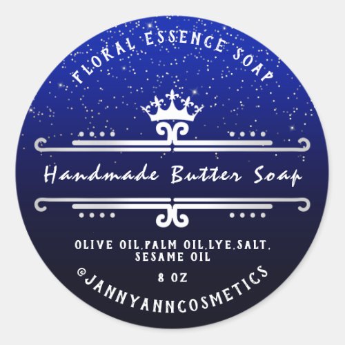 Butter Soap Cosmetics  Gray Royal Blue Navy Classic Round Sticker