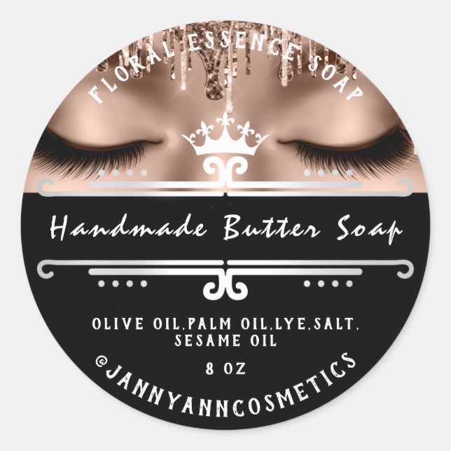 Butter Soap Cosmetics  Gray Royal Lashes Drips Classic Round Sticker (Front)