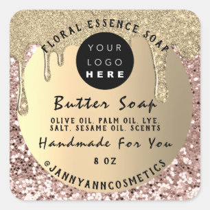 Butter Soap Cosmetics Handmade Drip Glitter Blush Square Sticker