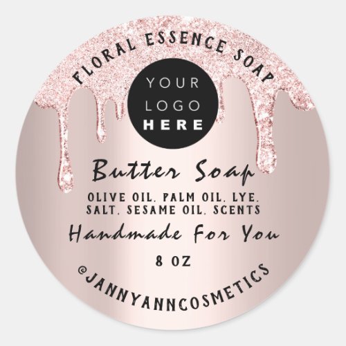 Butter Soap Cosmetics Handmade Drip Pink Rose Classic Round Sticker