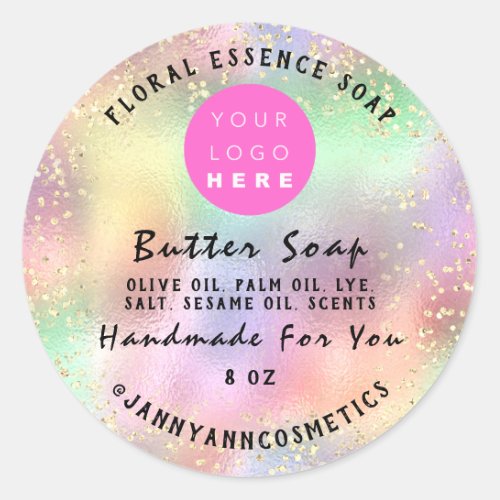 Butter Soap Cosmetics Handmade Holograph Confetti Classic Round Sticker