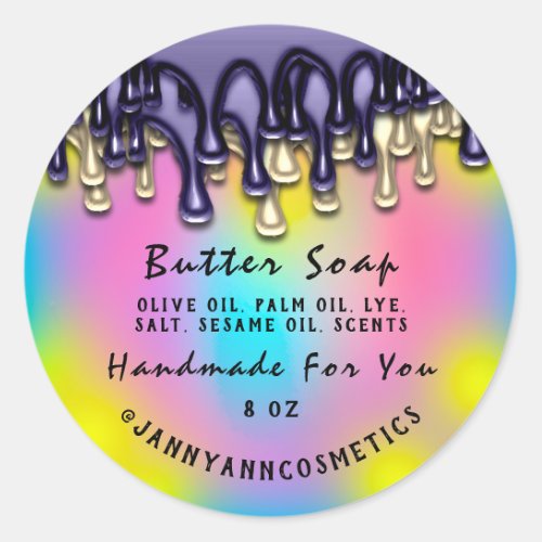 Butter Soap Cosmetics Handmade Holograph Navy Classic Round Sticker