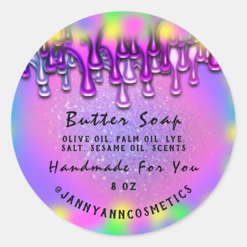 Butter Soap Cosmetics Handmade Holograph Purple Classic Round Sticker